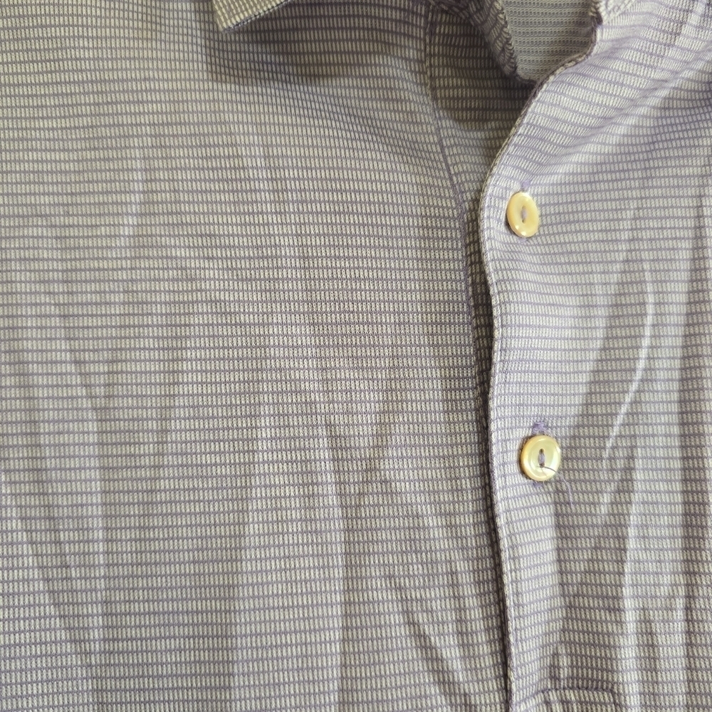 Peter Millar Lavendar Patterned Golf Polo In Cotton Large - Picture 3 of 4